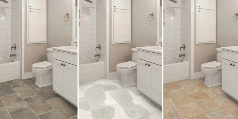 Large-format tiles make bathrooms and showers look bigger